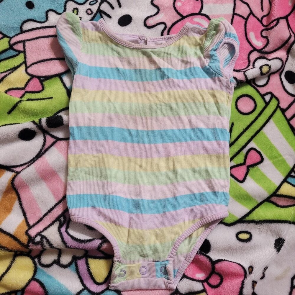 Striped Baby Pastel Onepiece Patterned Design Cute Easter Colors Kids Shirt Girl